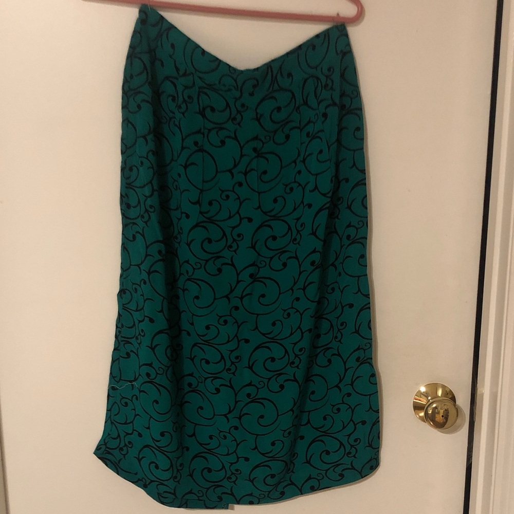 Teal Swirl Print A-Line Skirt